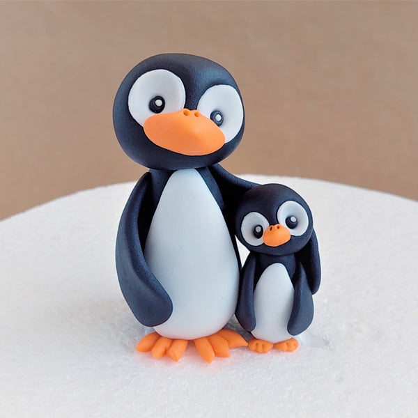 Fondant penguin cake topper set