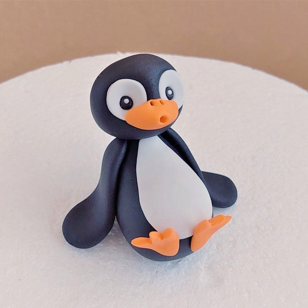 Fondant penguin cake topper set