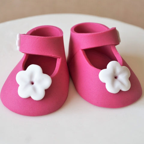 Fondant baby girl shoes cake topper set