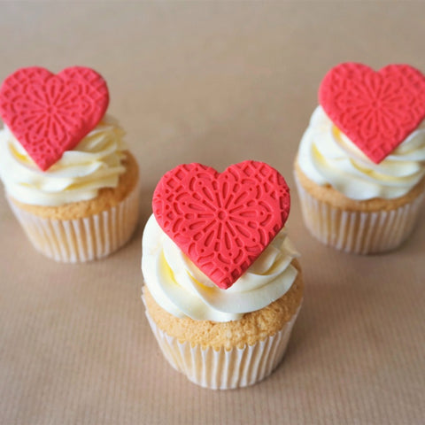 Fondant heart cupcake toppers