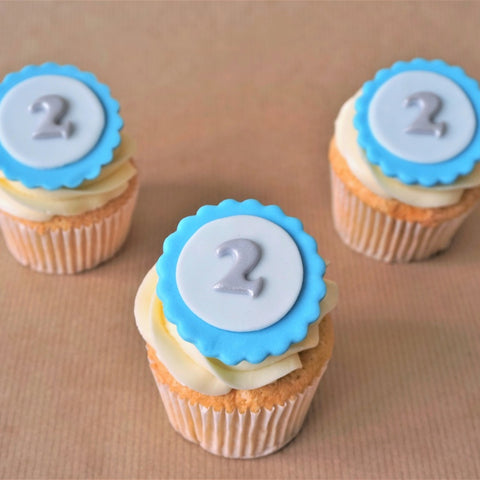 Fondant number blue cupcake toppers