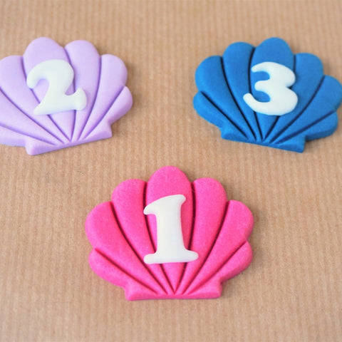 Fondant shell cupcake toppers