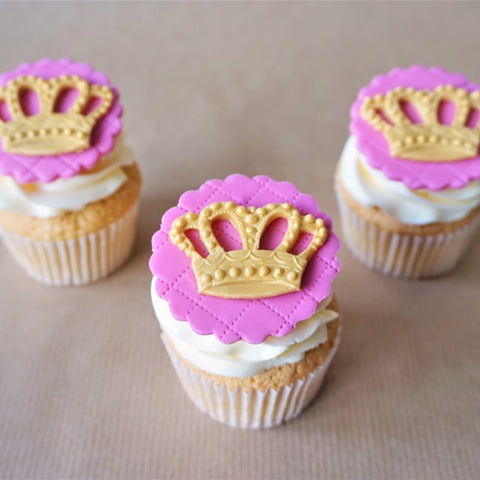 Fondant crown cupcake toppers