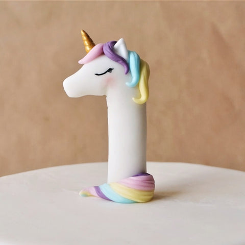 Fondant unicorn number cake topper