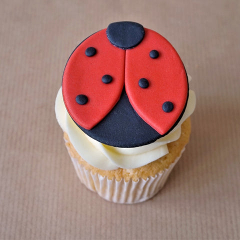 Fondant ladybug cupcake toppers