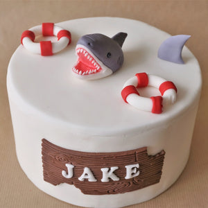 Fondant shark cake topper set