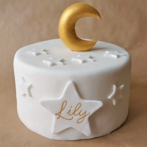 Fondant moon and stars cake topper set