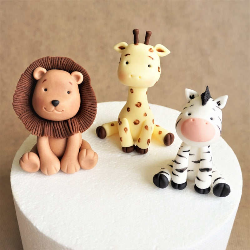 Fondant safari cake topper set