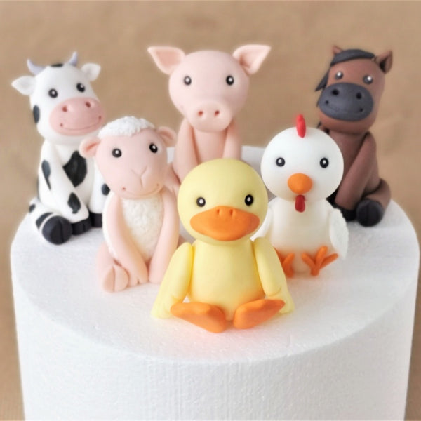 Fondant farm cake topper set