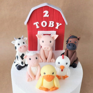 Fondant farm cake topper set