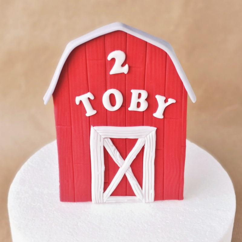 Fondant barn cake topper